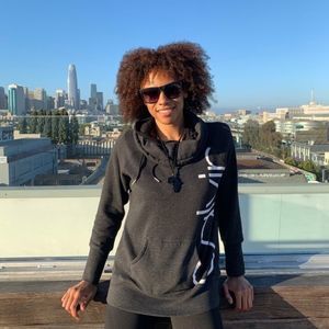 Calvin Klein Performance Women Grey White Cowl Hoodie size Small.